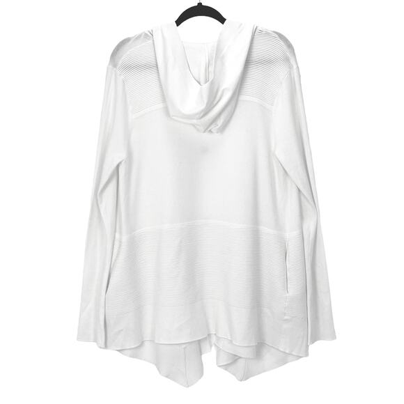 BLANC NOIR CARDIGAN Women's Size Large White CROPPED PORTALA Lightweight HOODED - Picture 4 of 6